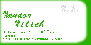 nandor milich business card